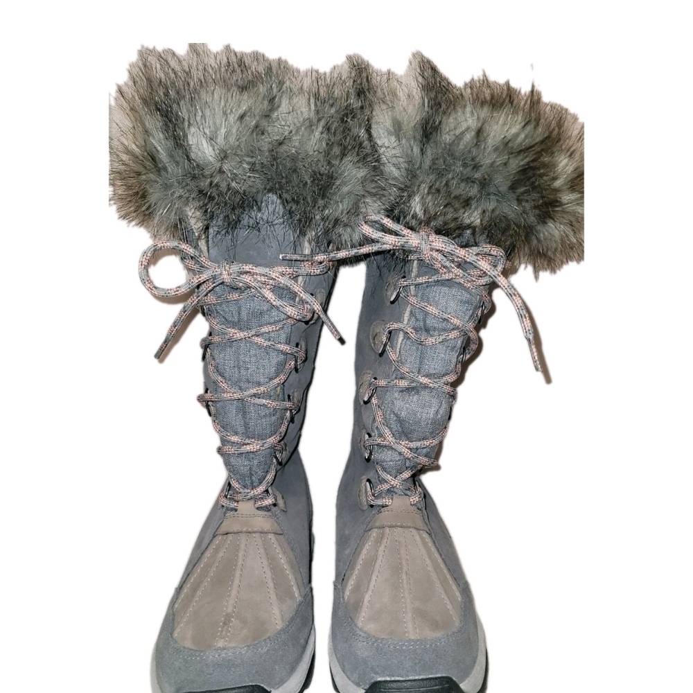 Clarks Gray Faux Fur Winter Boots - Picture 3 of 7
